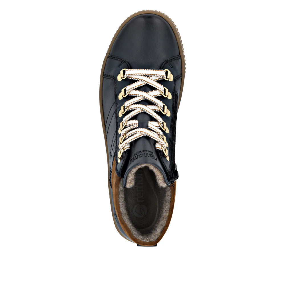 Remote Women's Maditta 81 Mid Side Zip Lace Waterproof Boot in Pazifik Navy