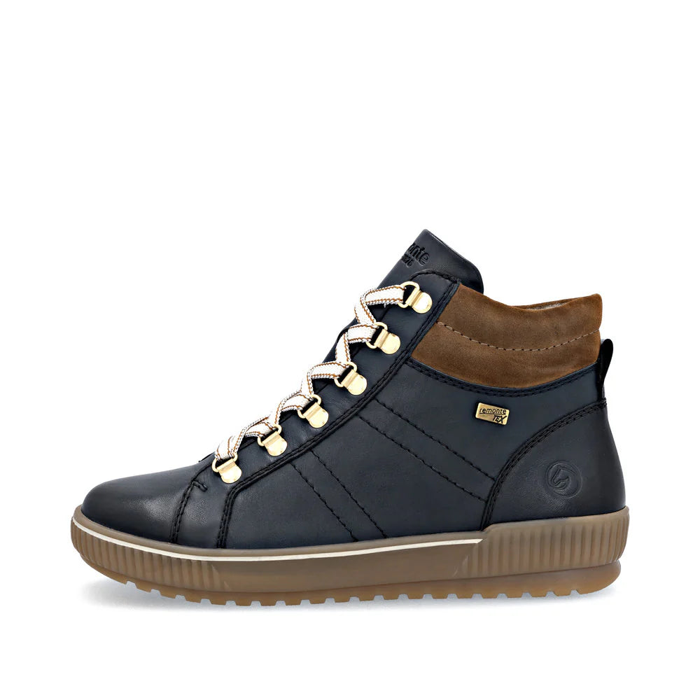 Remote Women's Maditta 81 Mid Side Zip Lace Waterproof Boot in Pazifik Navy
