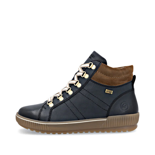 Remote Women's Maditta 81 Mid Side Zip Lace Waterproof Boot in Pazifik Navy