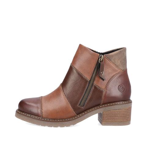 Remonte Women's 75 Multi Side Zip Heeled Boot in Brown Multi