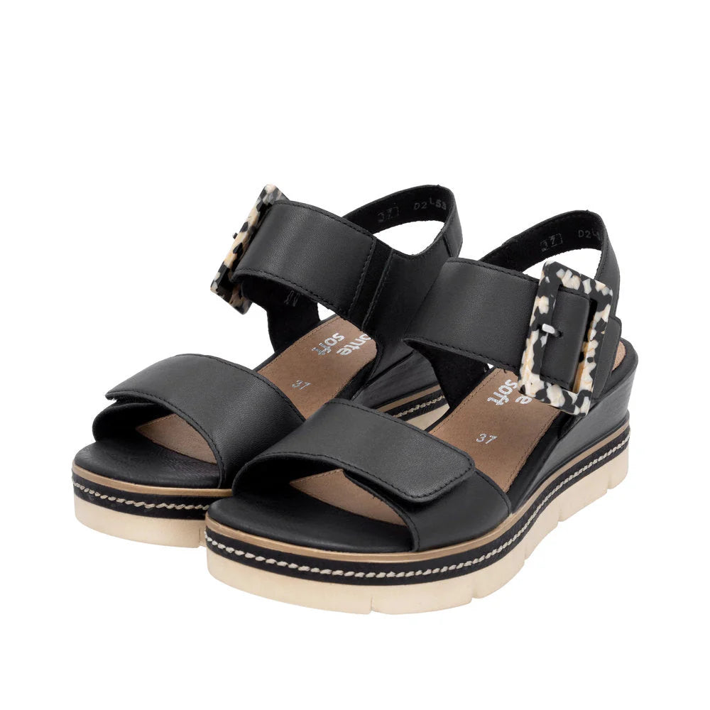 Remonte Women's Jerilyn 53 Wedge Sandal in Black