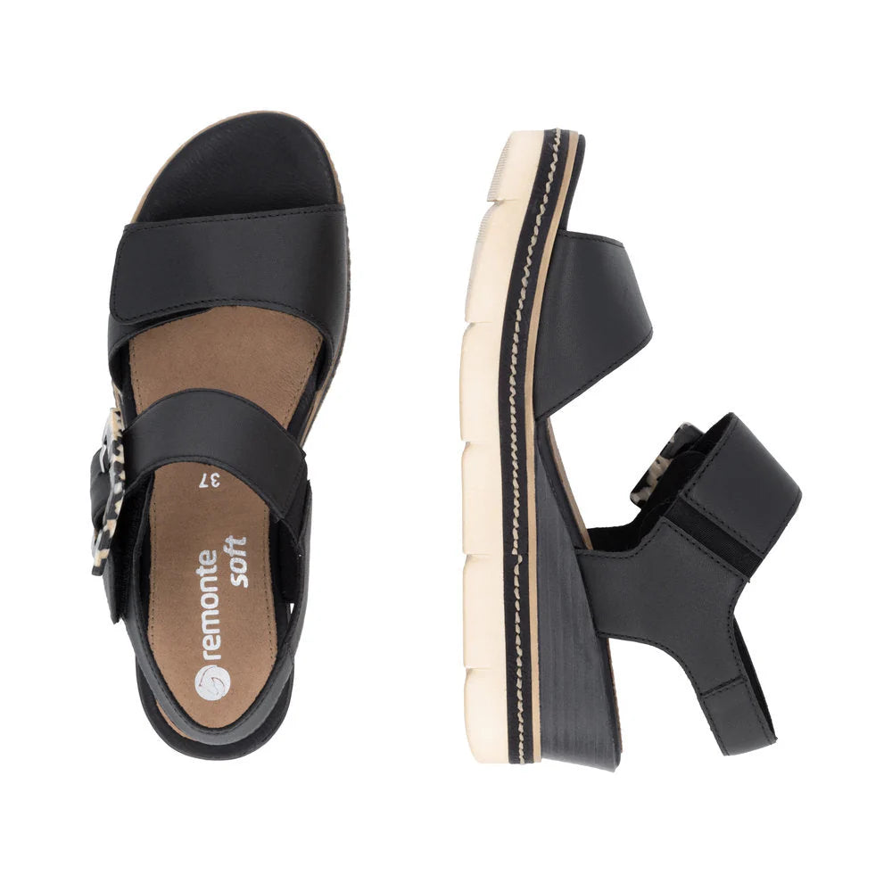Remonte Women's Jerilyn 53 Wedge Sandal in Black