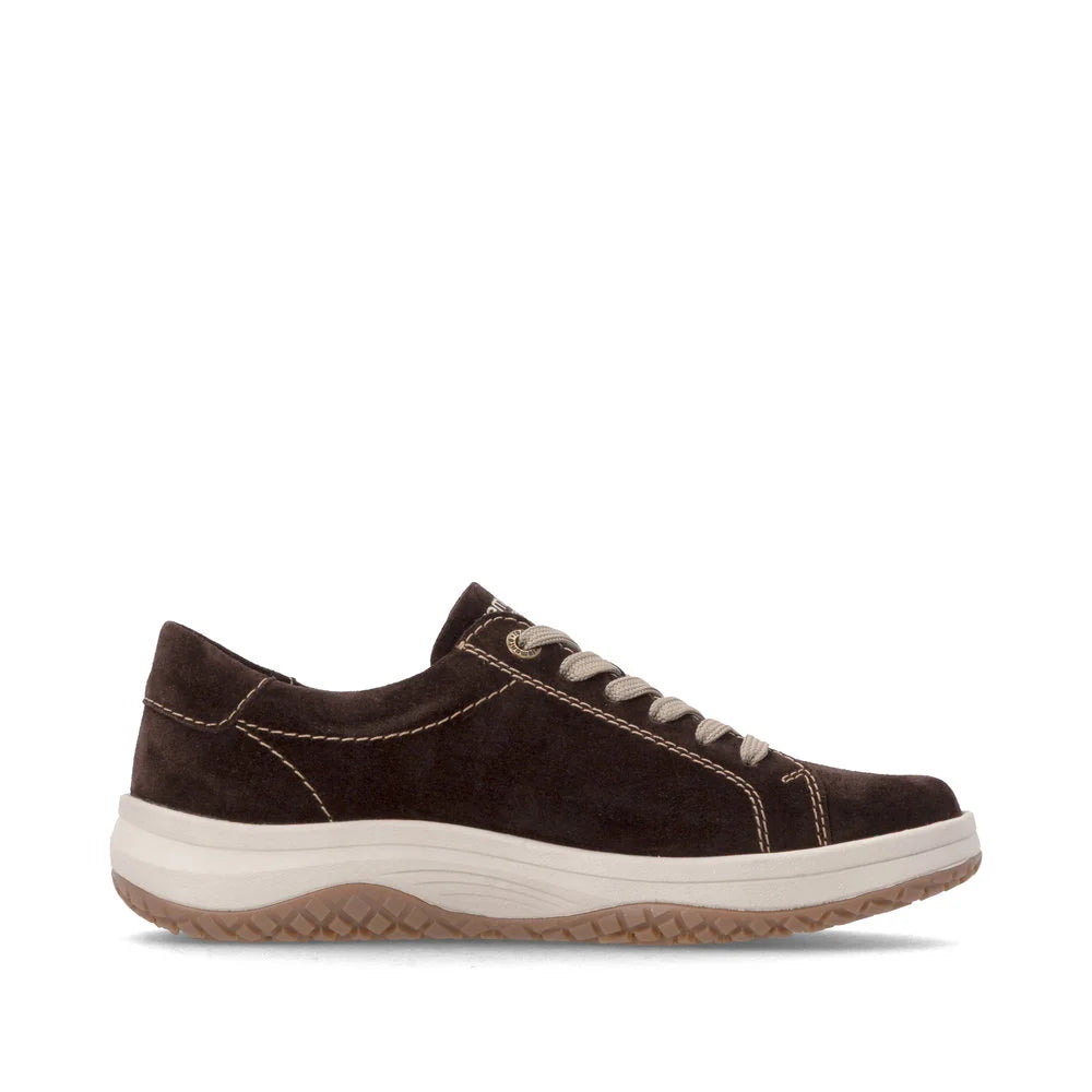 Remote Women's Maditta Q00 Low Side Zip Waterproof Lace Sneaker in Dark Brown Cigarre