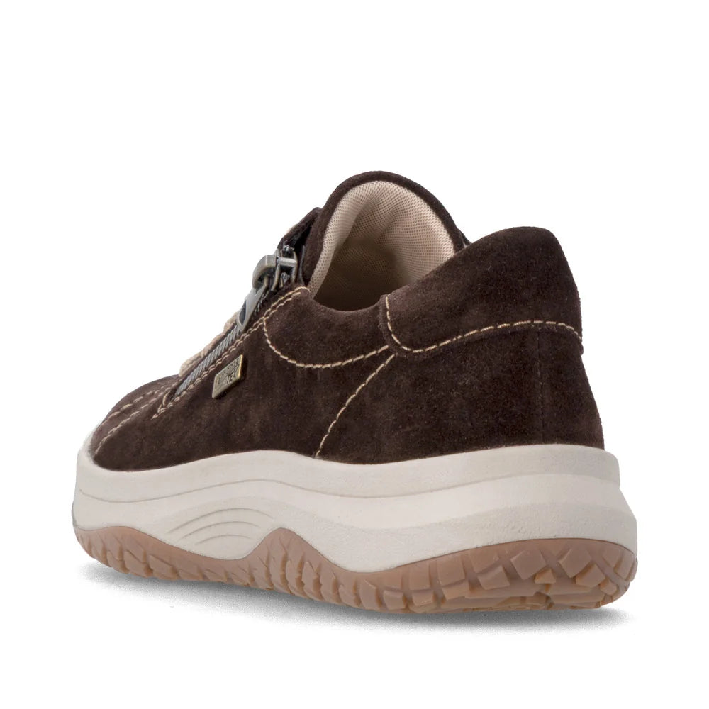 Remote Women's Maditta Q00 Low Side Zip Waterproof Lace Sneaker in Dark Brown Cigarre