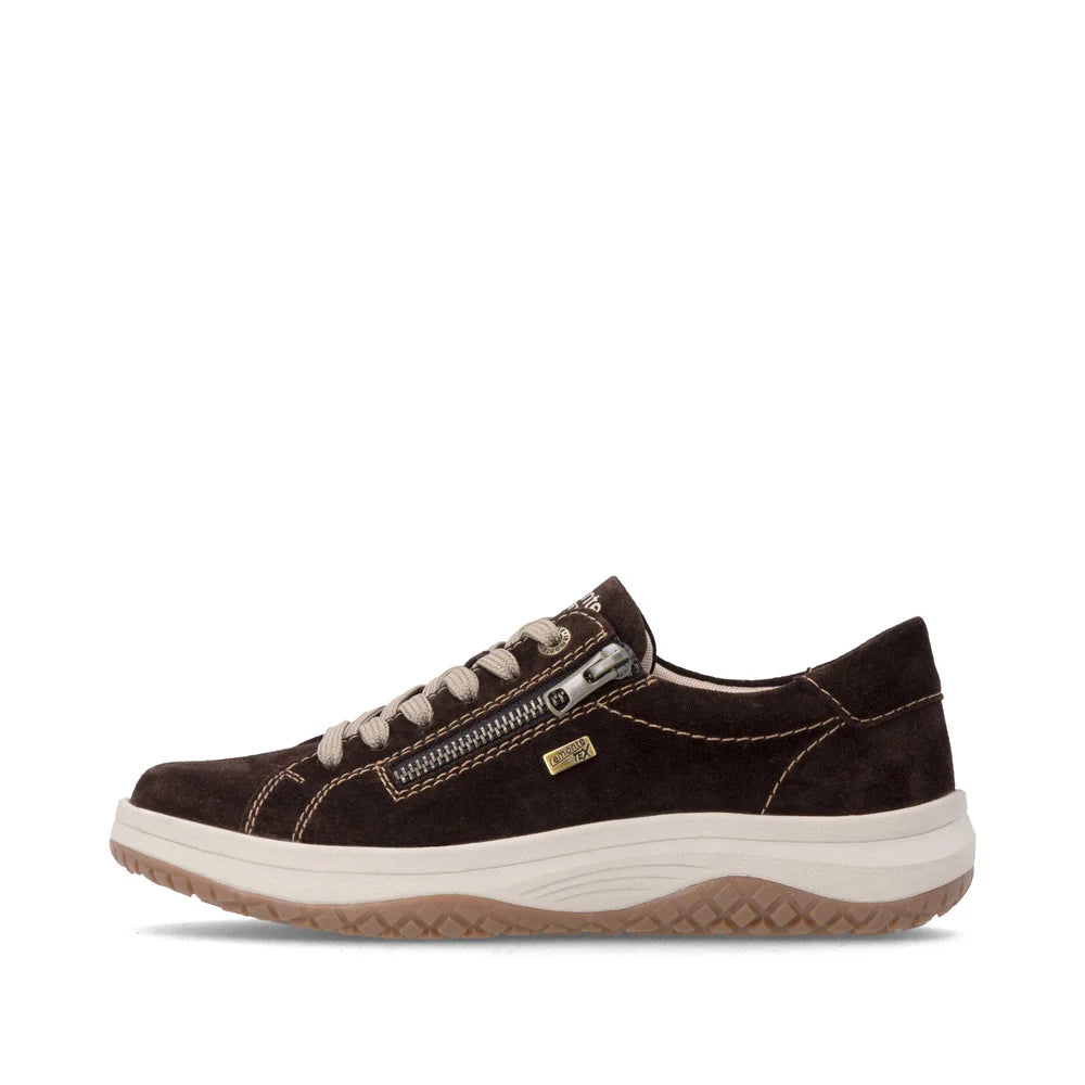 Remote Women's Maditta Q00 Low Side Zip Waterproof Lace Sneaker in Dark Brown Cigarre