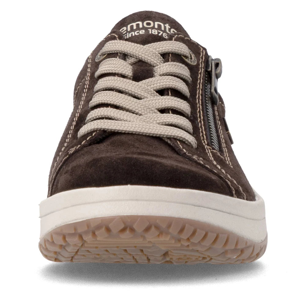 Remote Women's Maditta Q00 Low Side Zip Waterproof Lace Sneaker in Dark Brown Cigarre