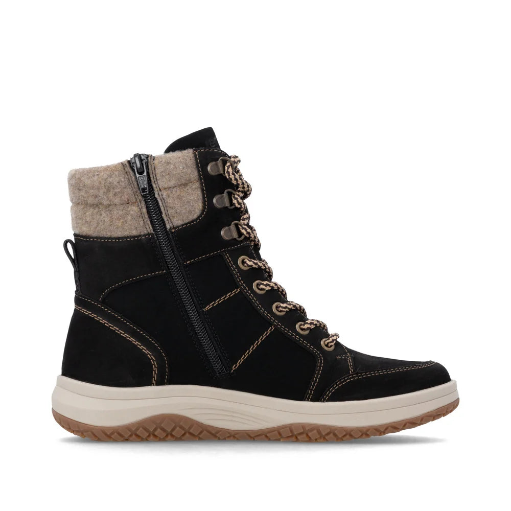Remote Women's Maditta Q72 Mid Side Zip Waterproof Lace Boot in Black