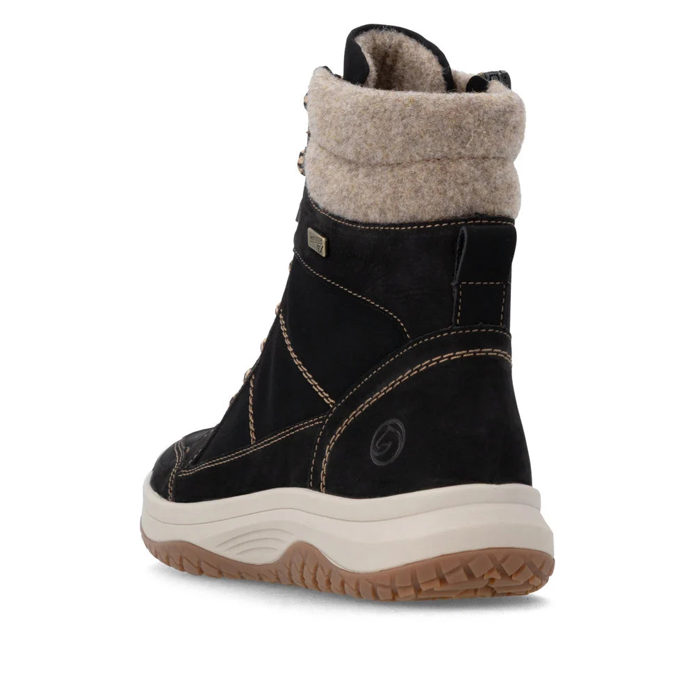 Remote Women's Maditta Q72 Mid Side Zip Waterproof Lace Boot in Black