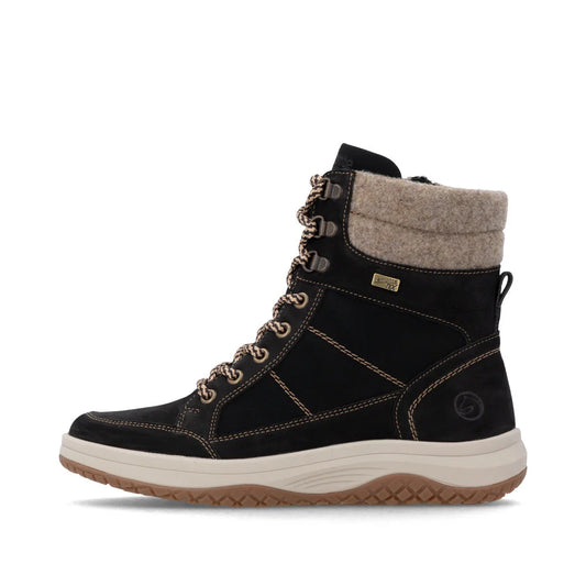 Remote Women's Maditta Q72 Mid Side Zip Waterproof Lace Boot in Black