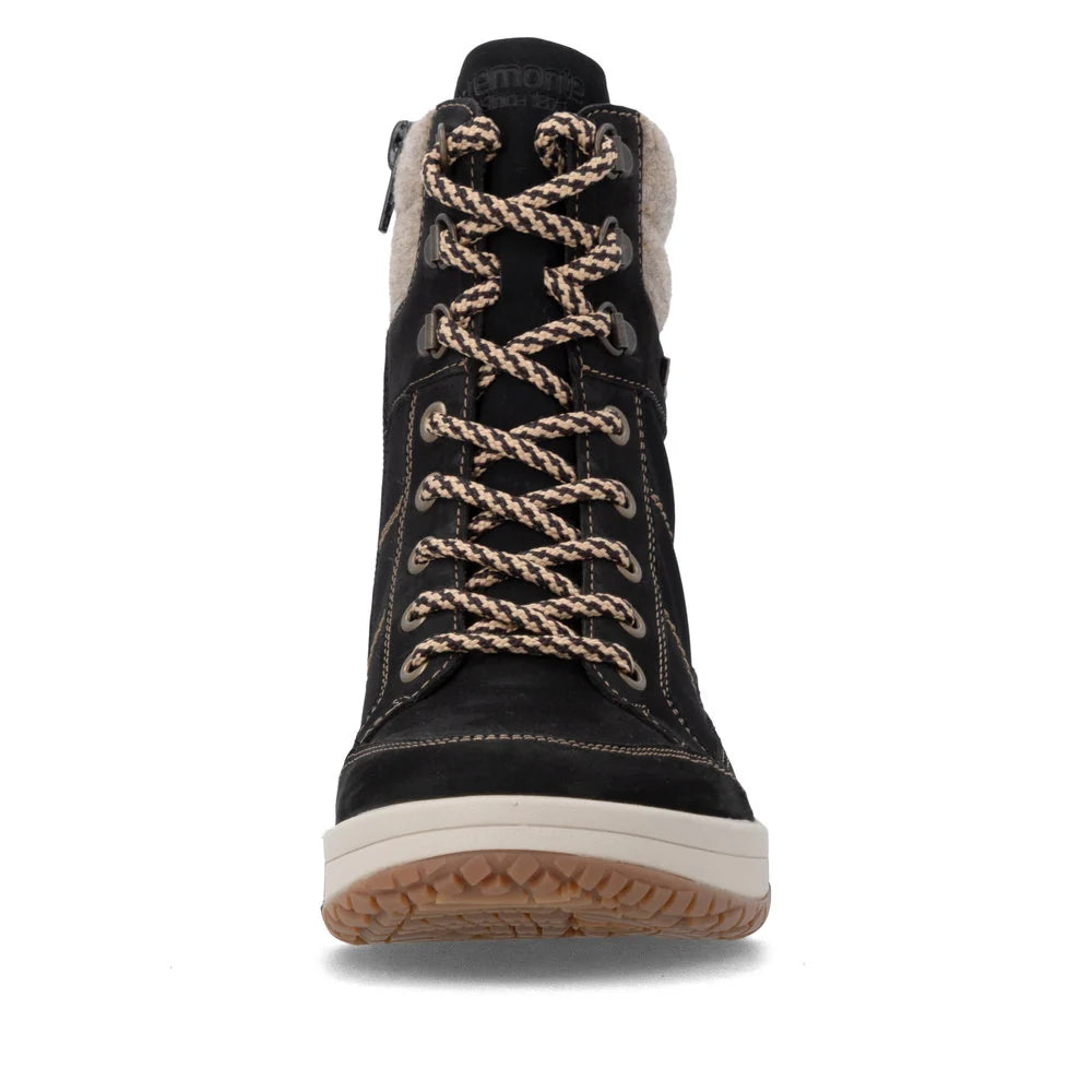 Remote Women's Maditta Q72 Mid Side Zip Waterproof Lace Boot in Black