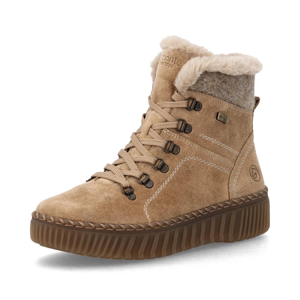Remote Women's Maditta A70 Waterproof Side Zip Lace Boot in Beige