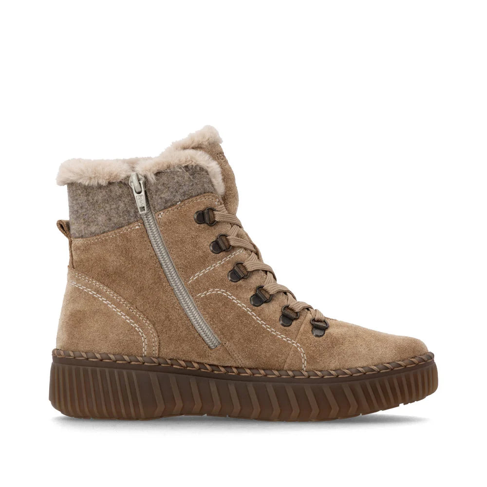 Remote Women's Maditta A70 Waterproof Side Zip Lace Boot in Beige