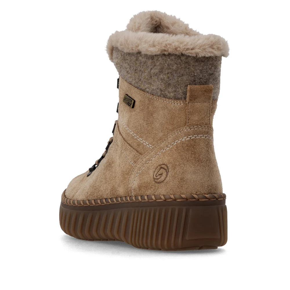 Remote Women's Maditta A70 Waterproof Side Zip Lace Boot in Beige