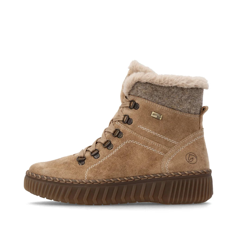 Remote Women's Maditta A70 Waterproof Side Zip Lace Boot in Beige