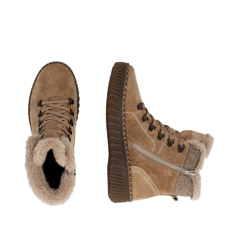 Remote Women's Maditta A70 Waterproof Side Zip Lace Boot in Beige