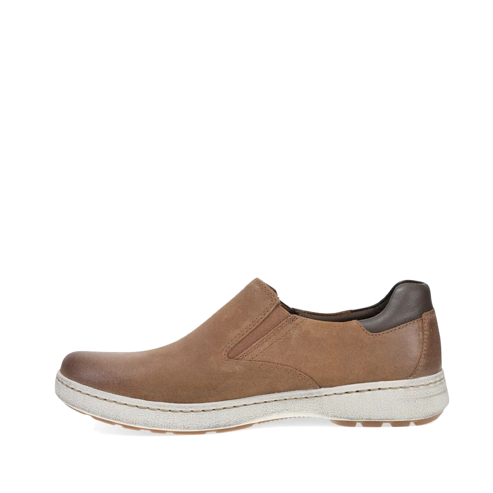 Side (left) view of Dansko Trent Suede Slip On Shoe for men.