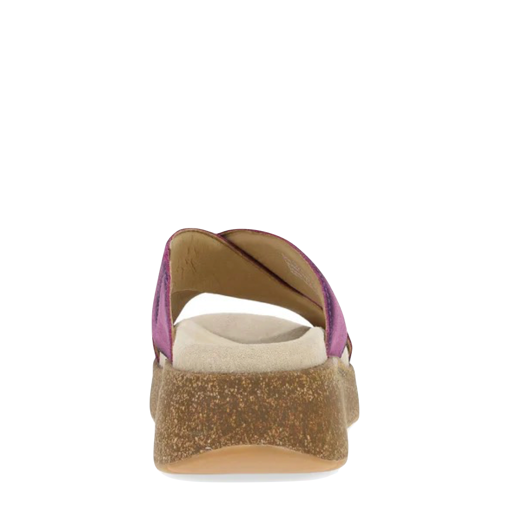 Back view of Dansko Bridget Leather Platform Slide Sandal for women.