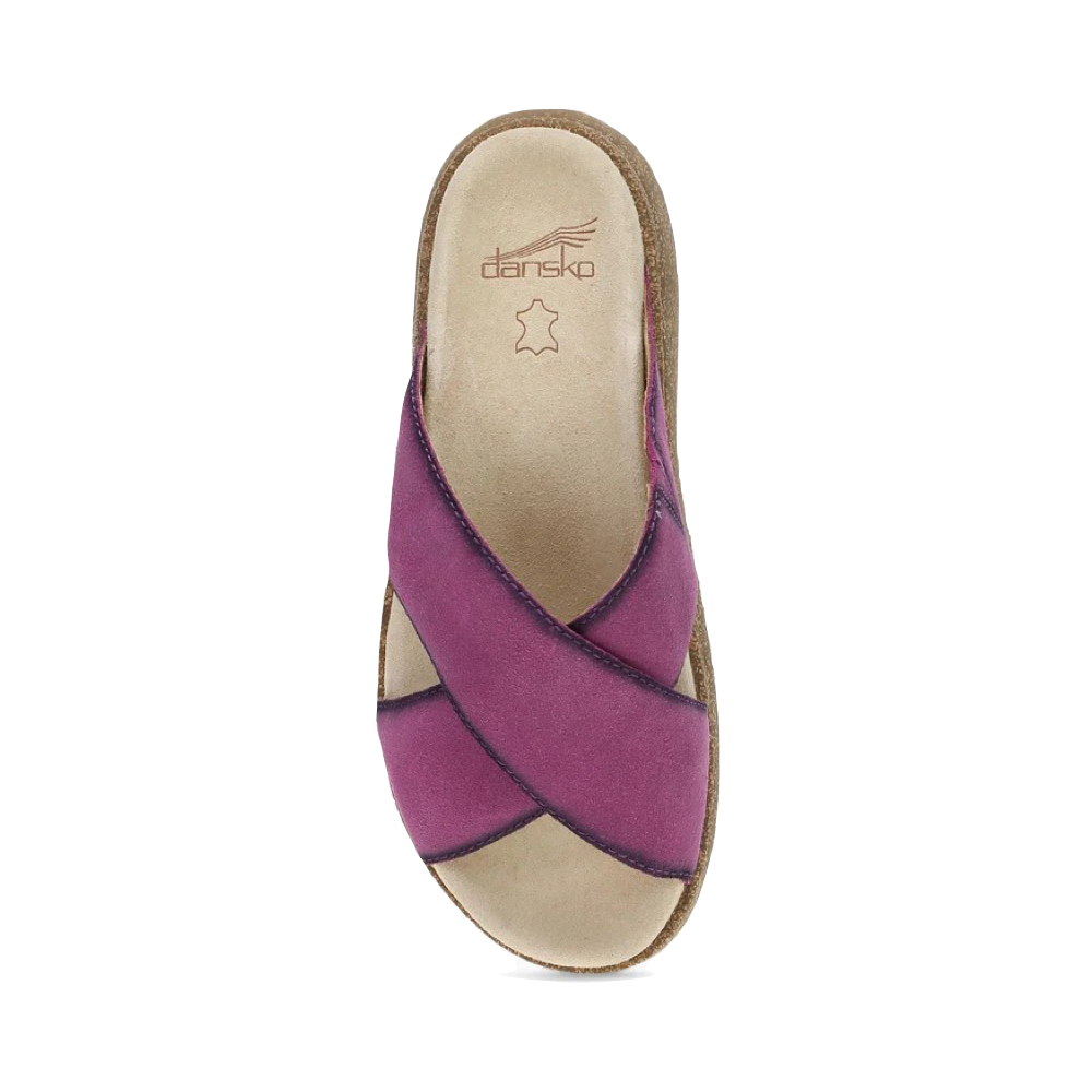 Top-down view of Dansko Bridget Leather Platform Slide Sandal for women.
