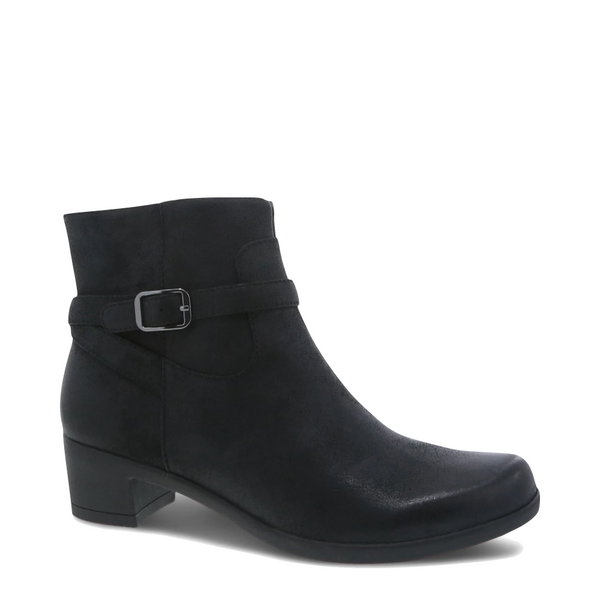 Dansko Women's Cagney Heeled Burnished Suede Boots in Black
