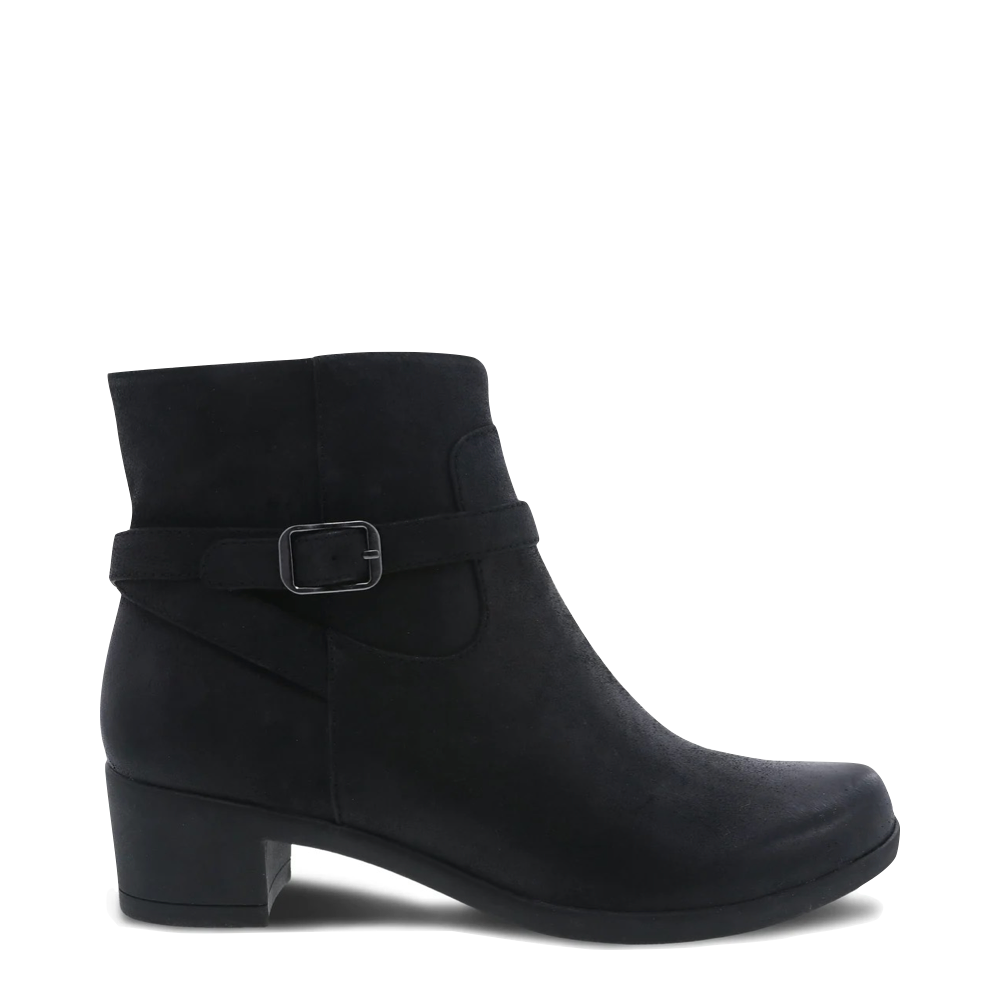 Dansko Women's Cagney Heeled Burnished Suede Boots in Black