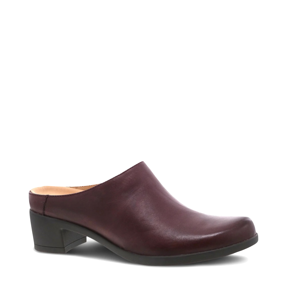 Dansko Women's Carrie Heeled Leather Clog in Wine