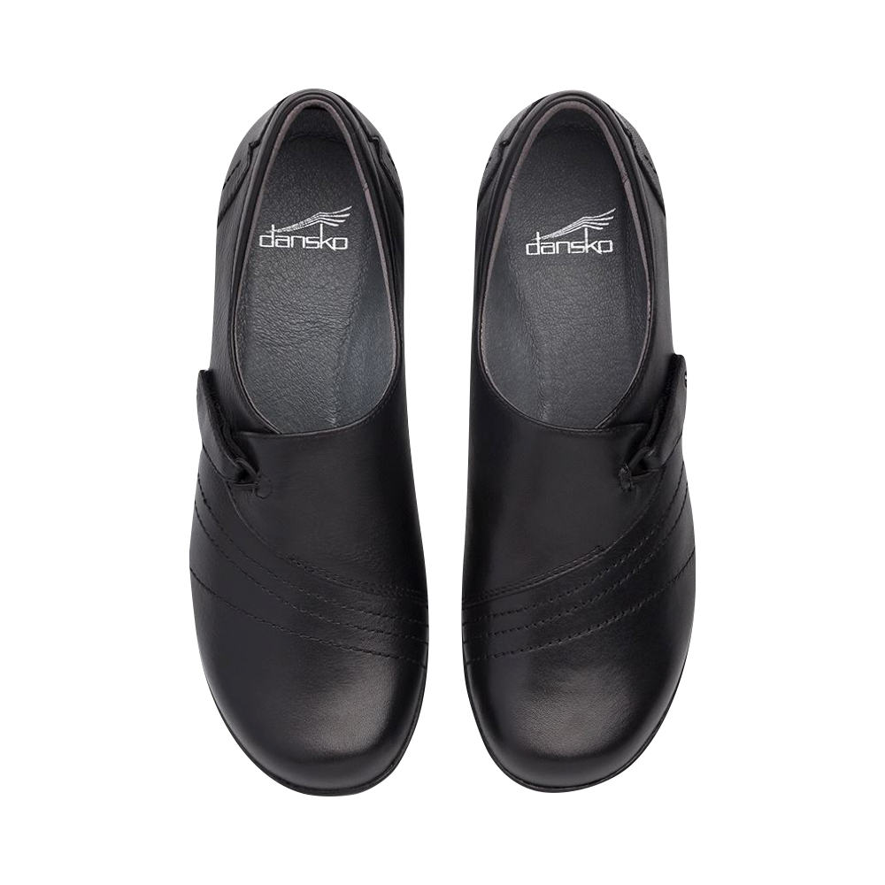 Top-down view of Dansko Franny Leather Slip On Heeled Shoes for women.
