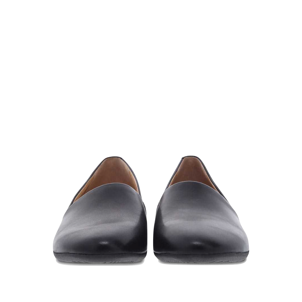Front view of Dansko Larisa Leather Flat Slip On Loafer for women.