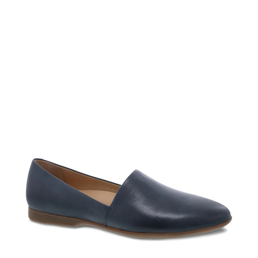 Toe view of Dansko Larisa Leather Flat Slip On Loafer for women.