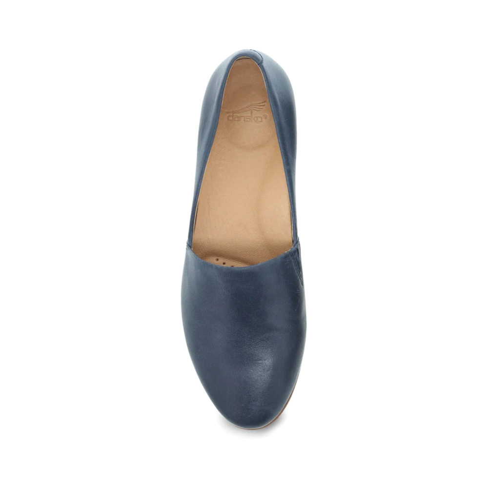 Top-down view of Dansko Larisa Leather Flat Slip On Loafer for women.