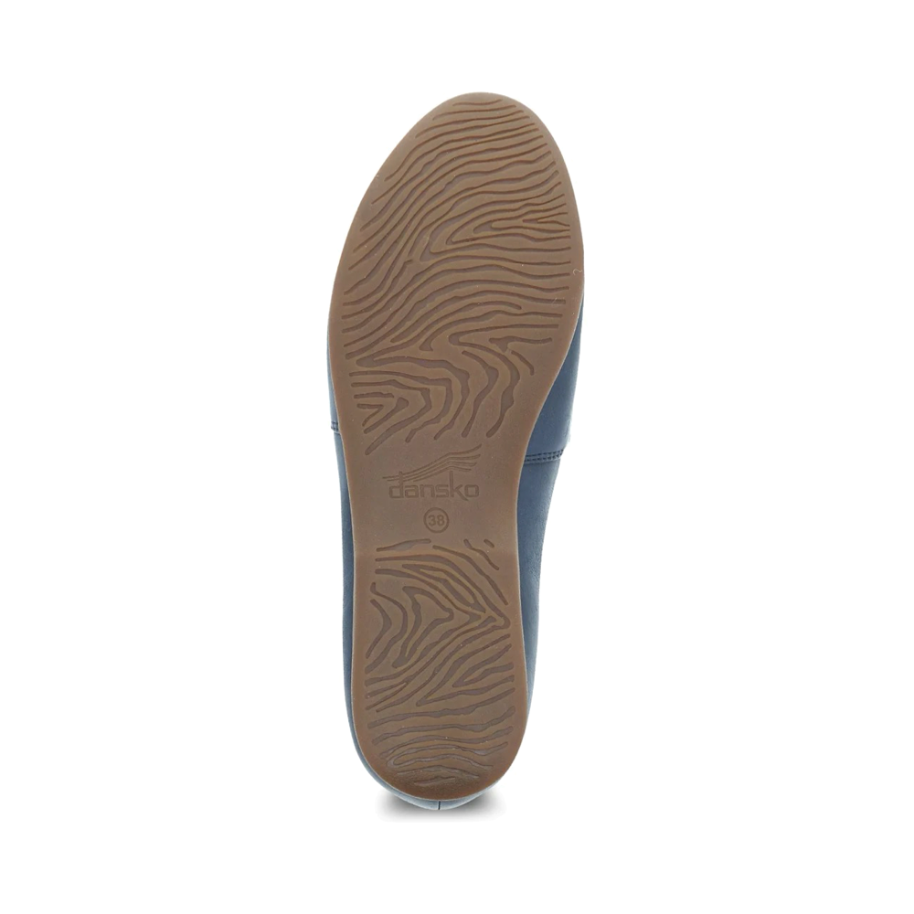 Bottom view of Dansko Larisa Leather Flat Slip On Loafer for women.