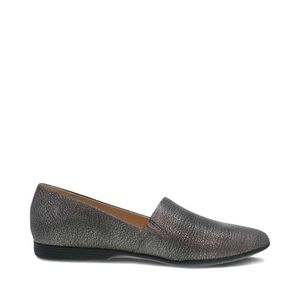 Dansko Women's Larisa Leather Flat Slip On Loafer in Pewter