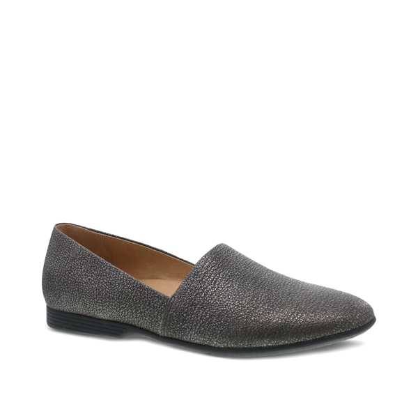 Dansko Women's Larisa Leather Flat Slip On Loafer in Pewter