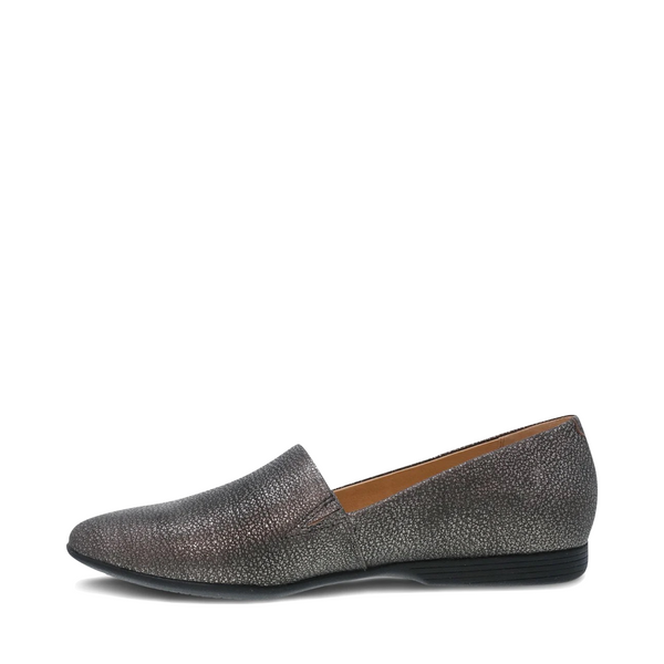 Dansko Women's Larisa Leather Flat Slip On Loafer in Pewter