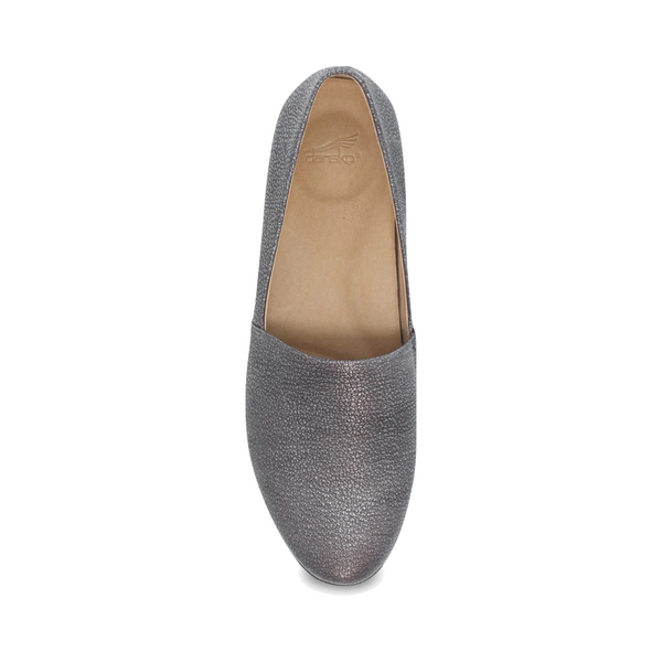 Dansko Women's Larisa Leather Flat Slip On Loafer in Pewter