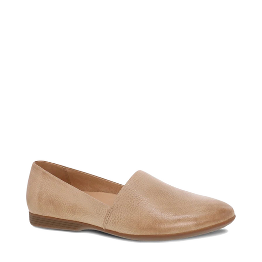 Toe view of Dansko Larisa Leather Flat Slip On Loafer for women.