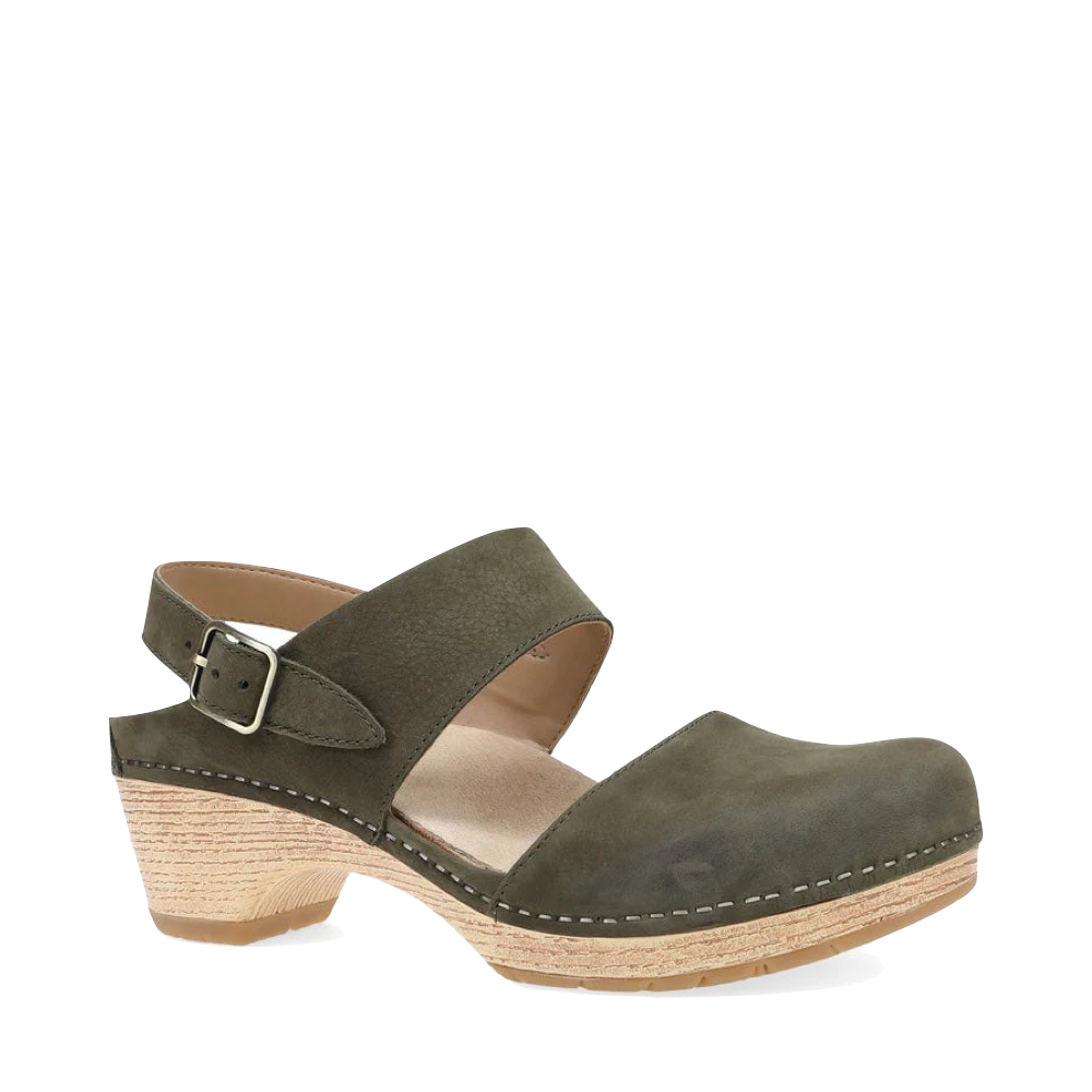 Side (right) view of Dansko Lucia Heeled Closed Toe Clog for women.