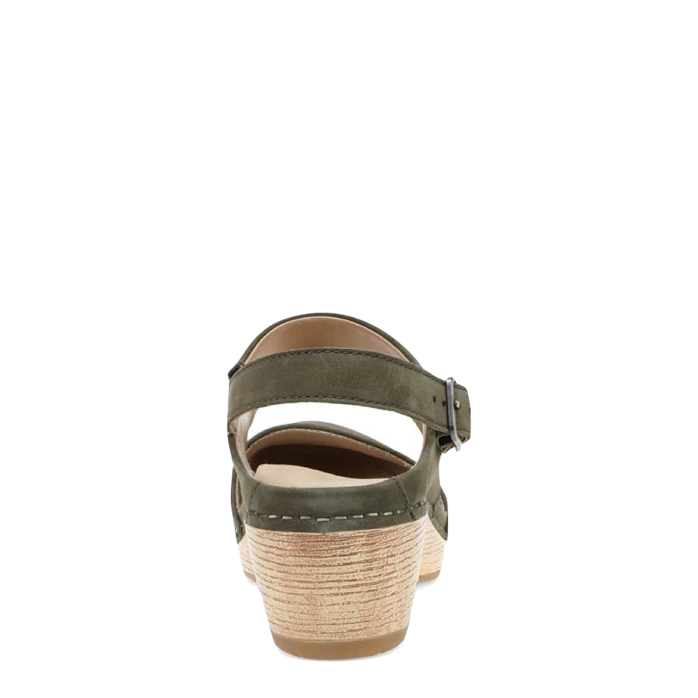 Back view of Dansko Lucia Heeled Closed Toe Clog for women.