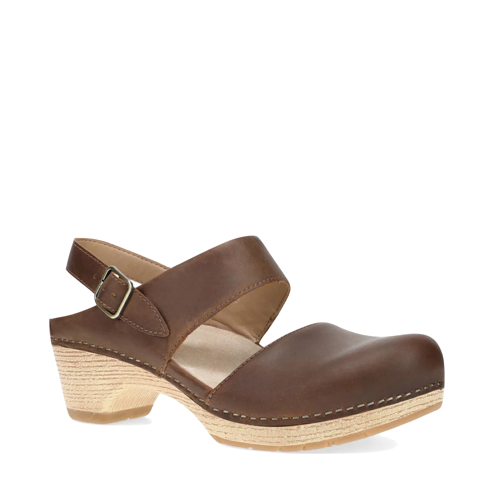 Toe view of Dansko Lucia Heeled Closed Toe Clog for women.
