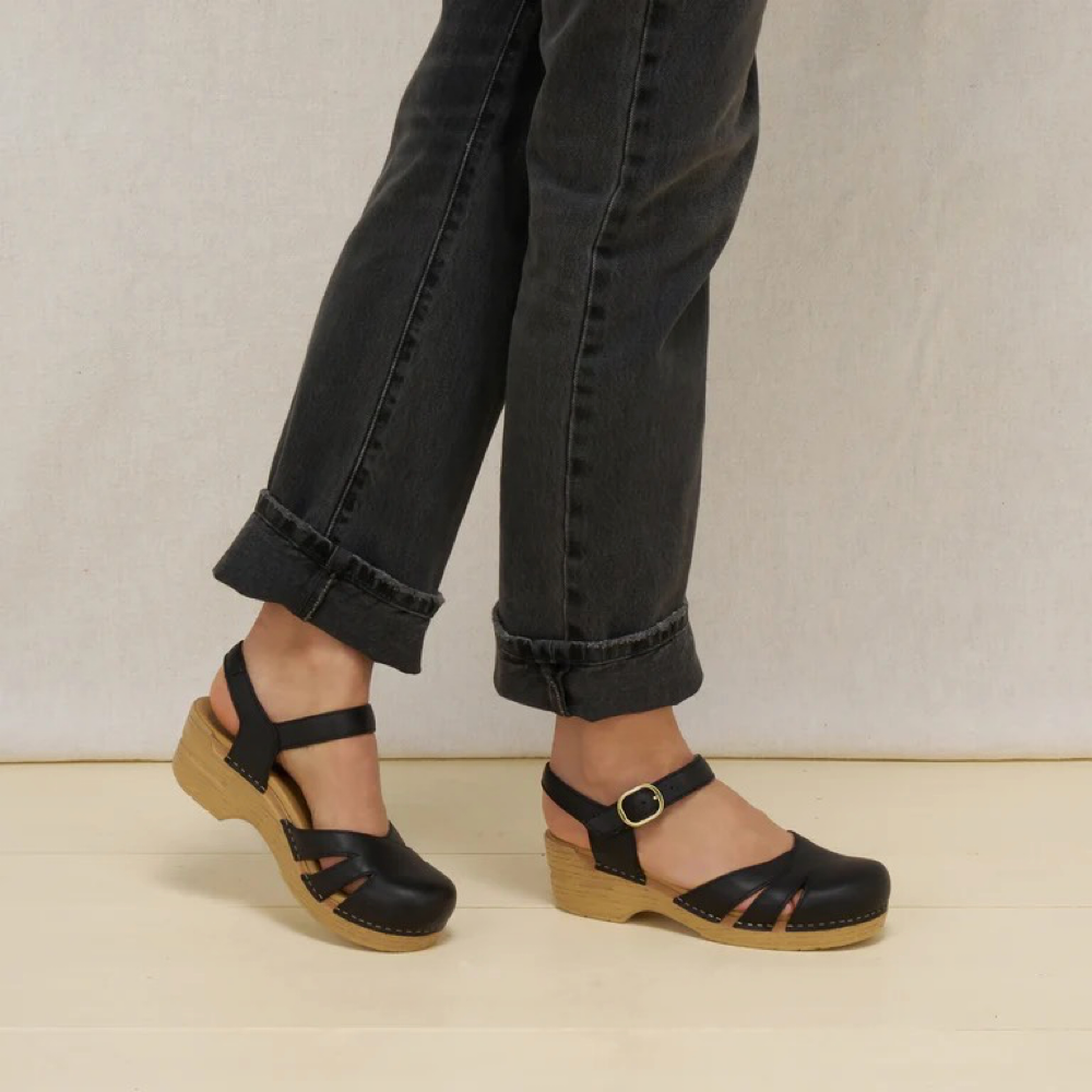 Model view of Dansko Margreta Mary Jane Clog for women.