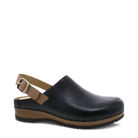 Dansko Women's Merrin Smooth Leather Sling Back Mule in Black