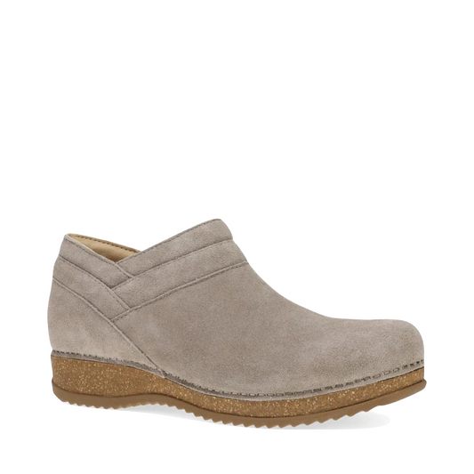 Side (right) view of Dansko Muriel Side Zip Suede Shootie for women.
