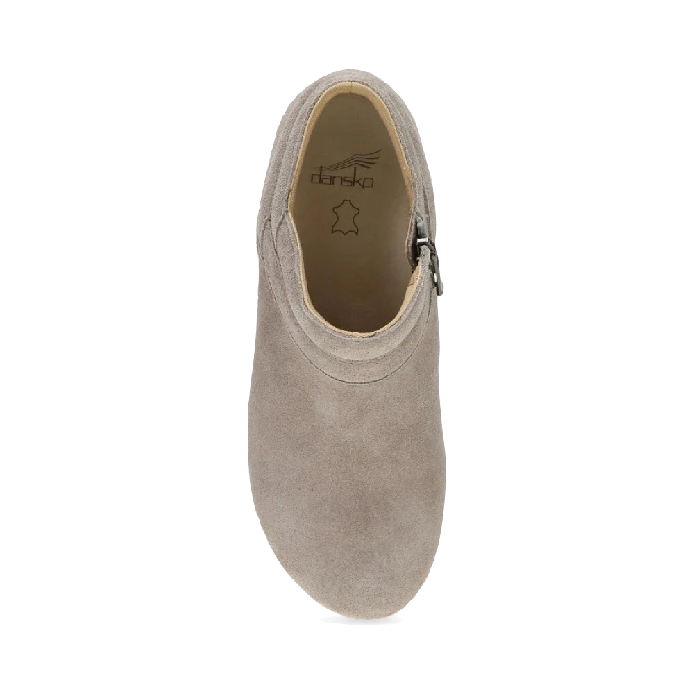 Top-down view of Dansko Muriel Side Zip Suede Shootie for women.