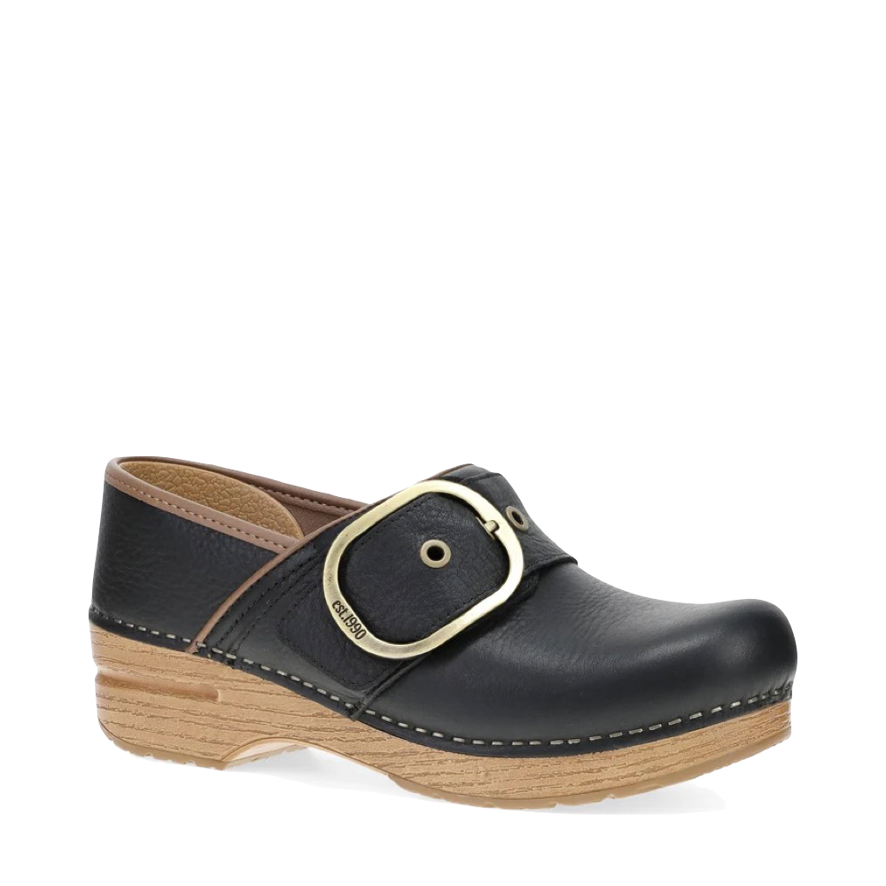 Side (right) view of Dansko Pearson Buckle Clog for women.