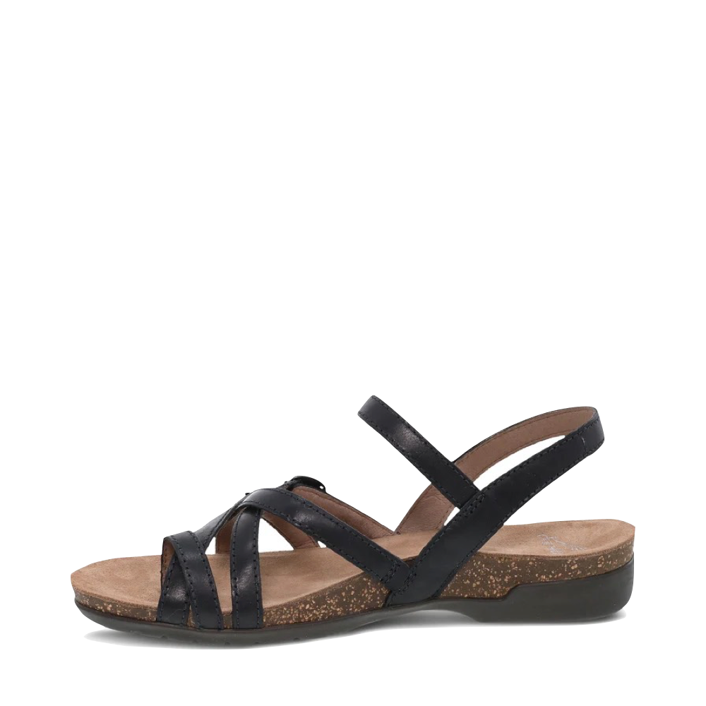 Side (left) view of Dansko Roslyn Strappy Leather Sandal for women.