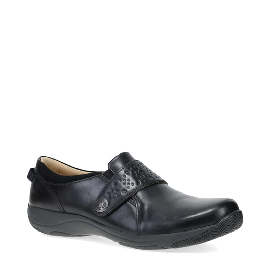 Side (right) view of Dansko Sallie Adjustable Strap Shoe for women.
