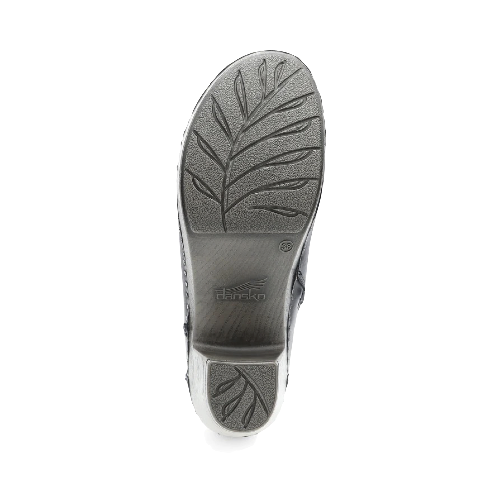Bottom view of Dansko Shayna Heeled Side Zip Leather Boot for women.