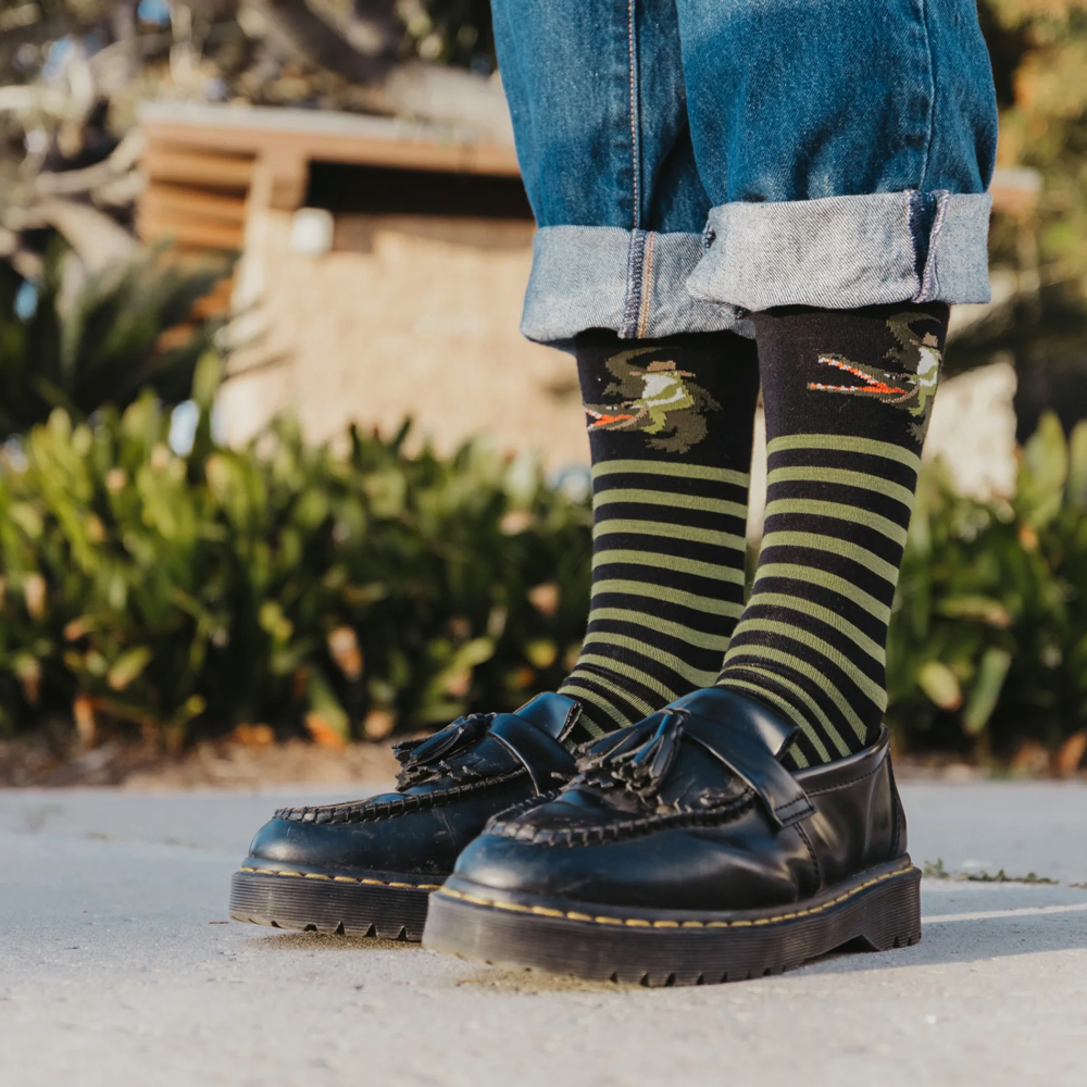 Model view of Darn Tough Animal Haus Crew Lightweight Lifestyle Socks.