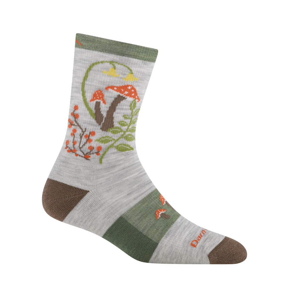 Side (right) view of Darn Tough Mellow Mushroom Micro Crew Lightweight Hiking Socks. 