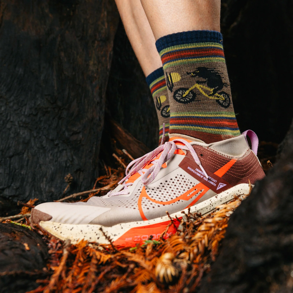 Model view of Darn Tough Willoughby Micro Crew Lightweight Hiking Socks for men.