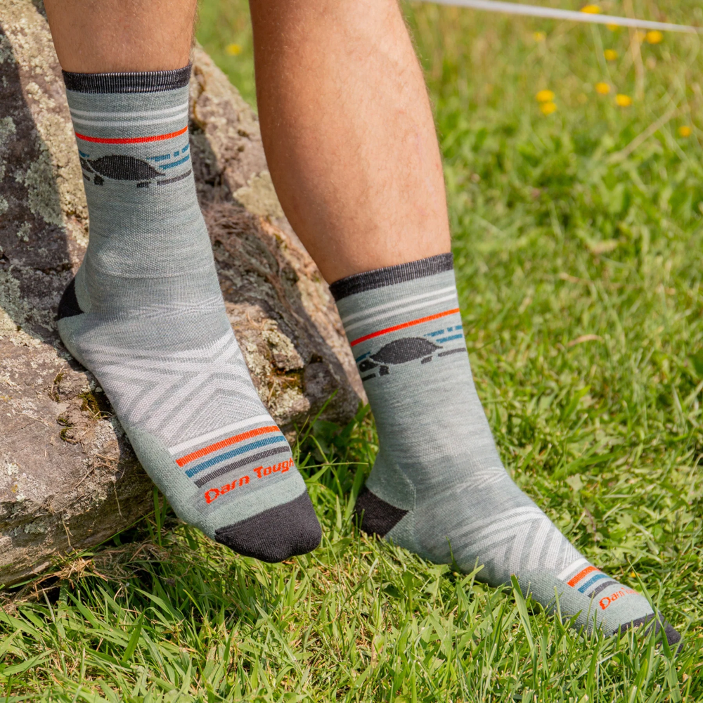 Model view of Darn Tough Pacer Micro Crew Ultra Lightweight Running Socks.